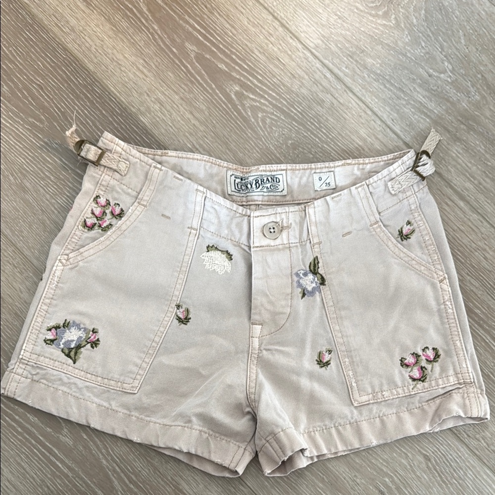 Lucky Brand Tan Cargo Shorts with Flowers